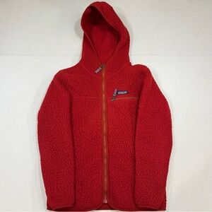 Patagonia Retro Pile Red Fleece Hooded Jacket Women’s size XS